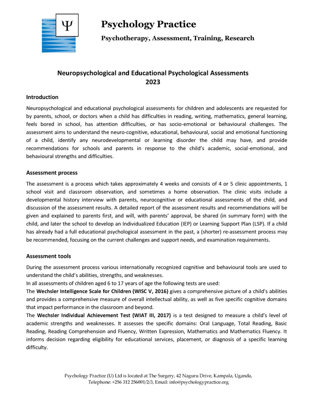 Child Assessments Psychology Practice February 2023 – The Surgery Uganda